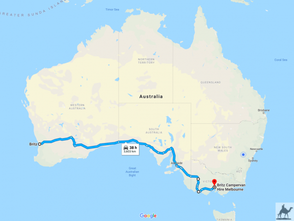 Meine Strecke von Perth nach Melbourne